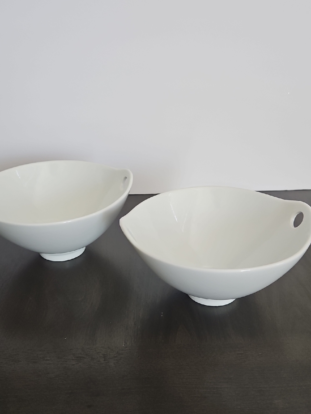 Pier 1 White Ceramic Ramen Bowls with Chopstick Holders - Set of 2